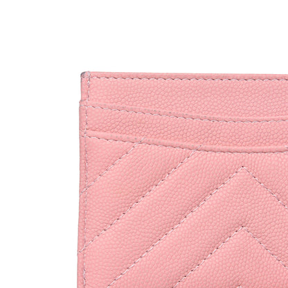 Chanel Caviar Chevron Quilted Card Holder Wallet Pink 9 of 10
