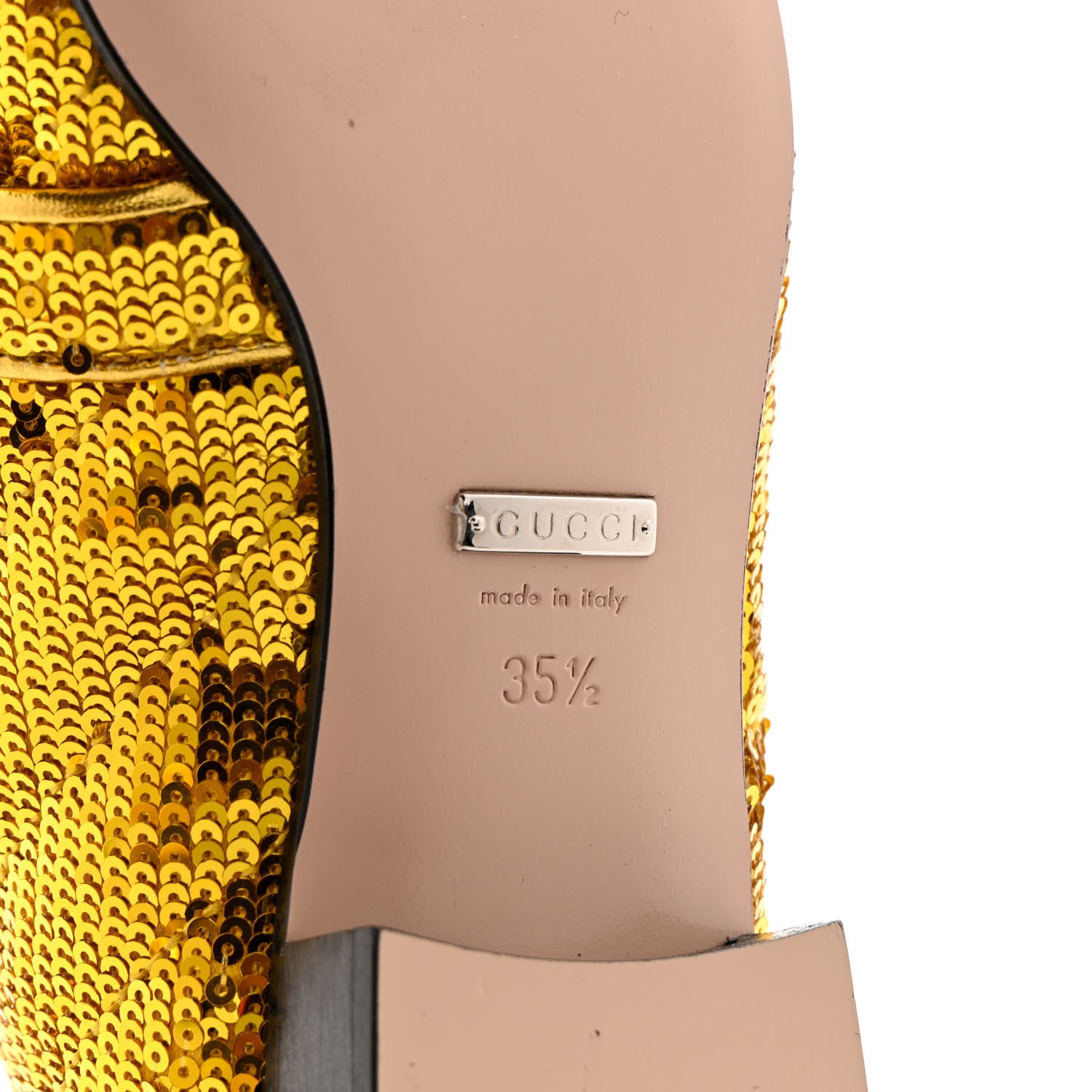 Gucci Sequin Satin Matelasse GG Marmont Moccasin Loafers 35.5 Gold Yellow Giallo Oro Vecchio 8 of 13