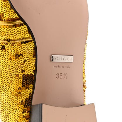 Gucci Sequin Satin Matelasse GG Marmont Moccasin Loafers 35.5 Gold Yellow Giallo Oro Vecchio 8 of 13