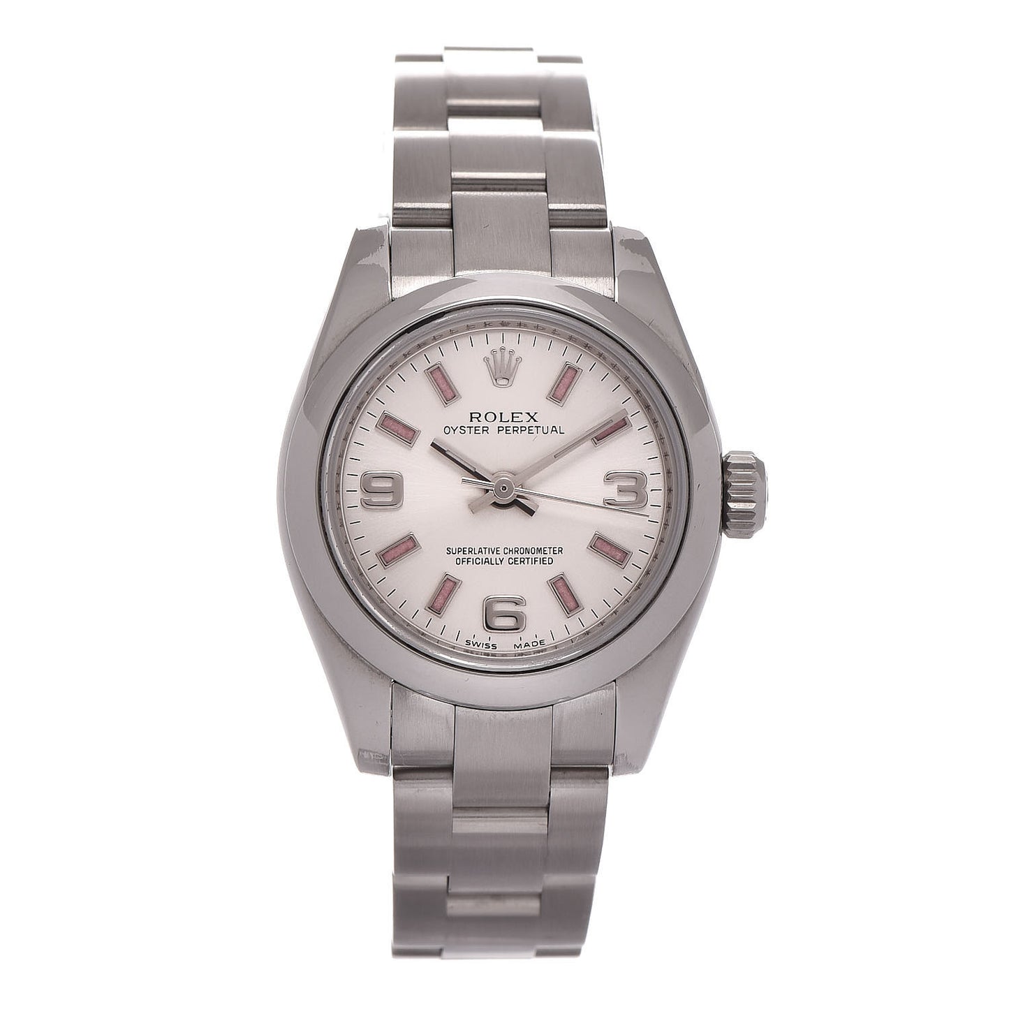 Stainless Steel 26mm Oyster Perpetual Watch Pink Index 176200