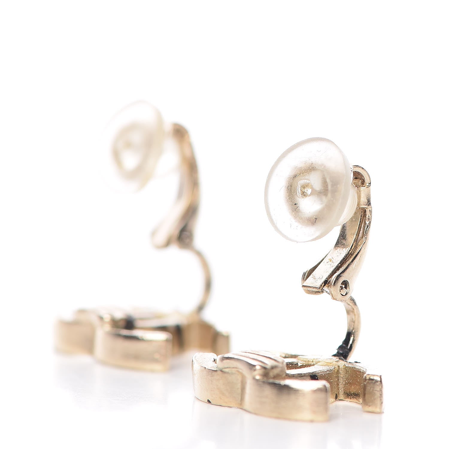 Chanel CC Clip On Earrings Gold Black 3 of 4
