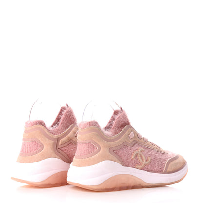 Chanel Fabric Calfskin Suede CC Womens Sneakers 38 Pink 4 of 7