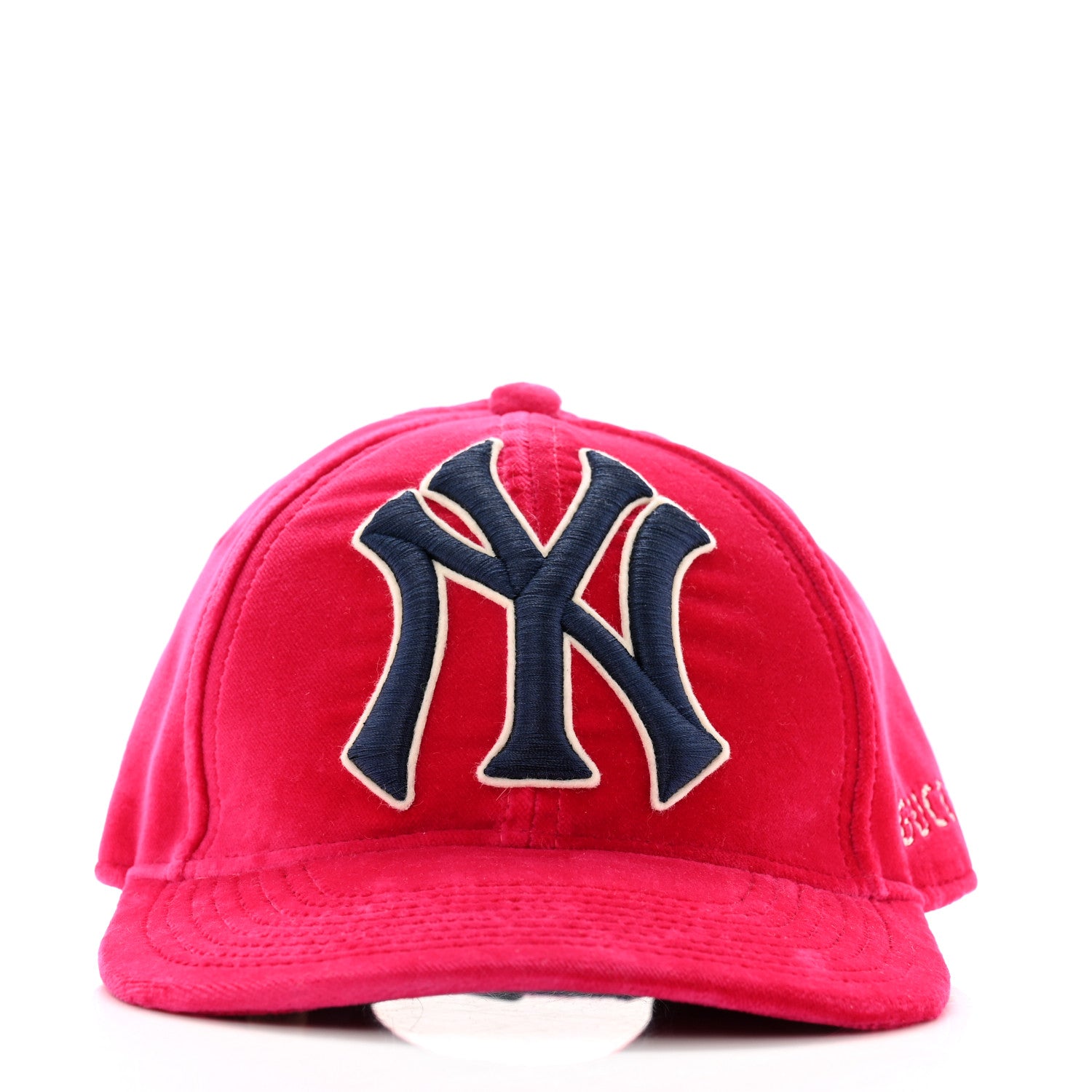 Gucci X MLB Velvet NY Yankees Baseball Hat 57-61 Pink 3 of 11