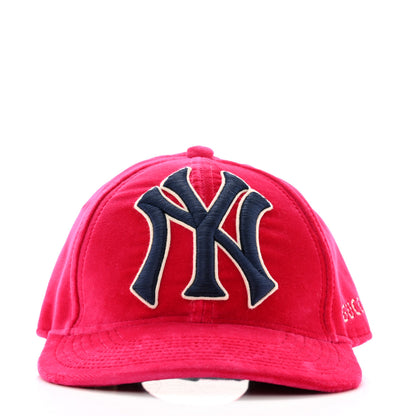 Gucci X MLB Velvet NY Yankees Baseball Hat 57-61 Pink 3 of 11