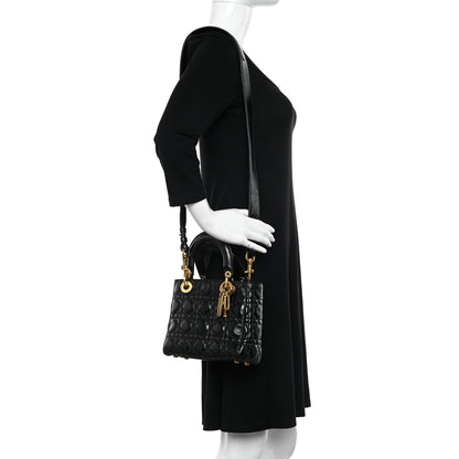 Christian Dior Crinkled Patent Cannage Small Lucky Badges My Lady Dior Black 2 of 11