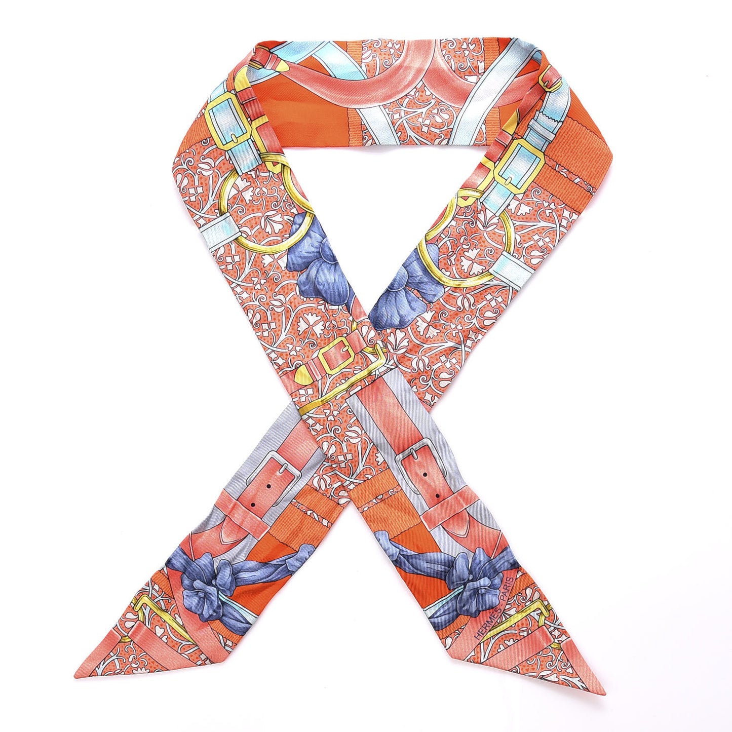 Silk Grand Manege Fleuri Twilly Orange Turquoise Gris