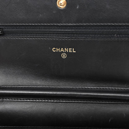 Chanel Lambskin Quilted Boy Wallet On Chain WOC Black 5 of 10