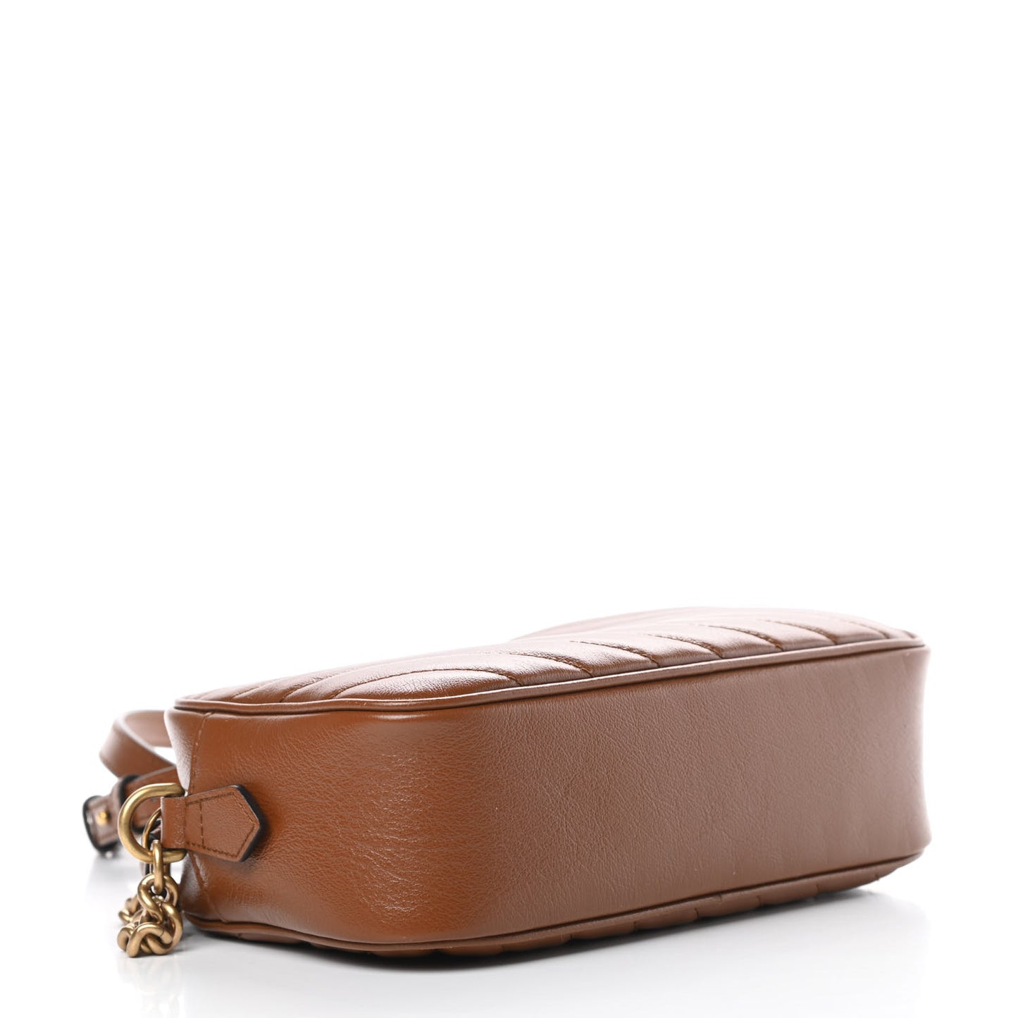 Glazed Calfskin Matelasse Diagonal Small GG Marmont Chain Shoulder Bag Cuir