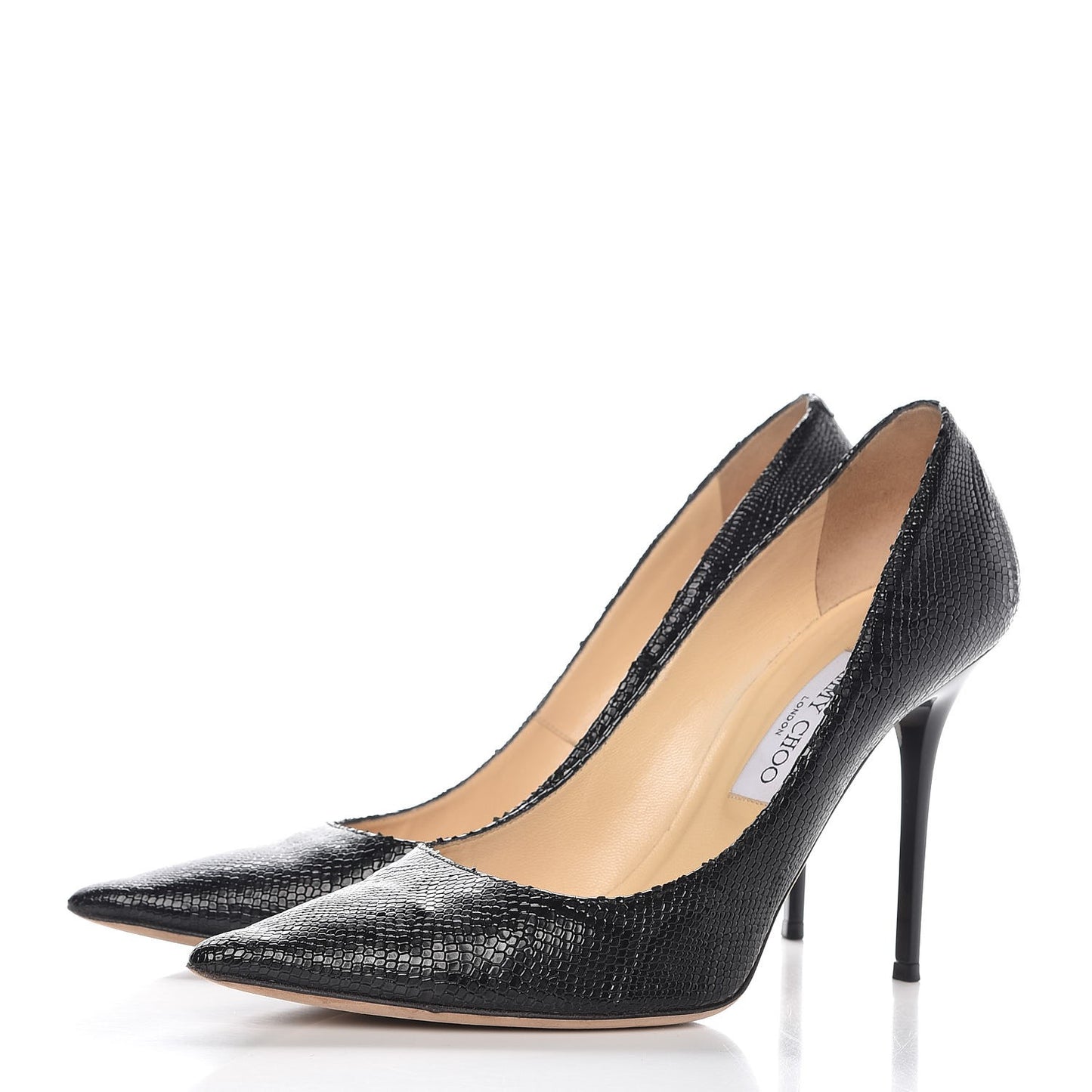 Snakeskin Pointed Toe Pumps 40 Black