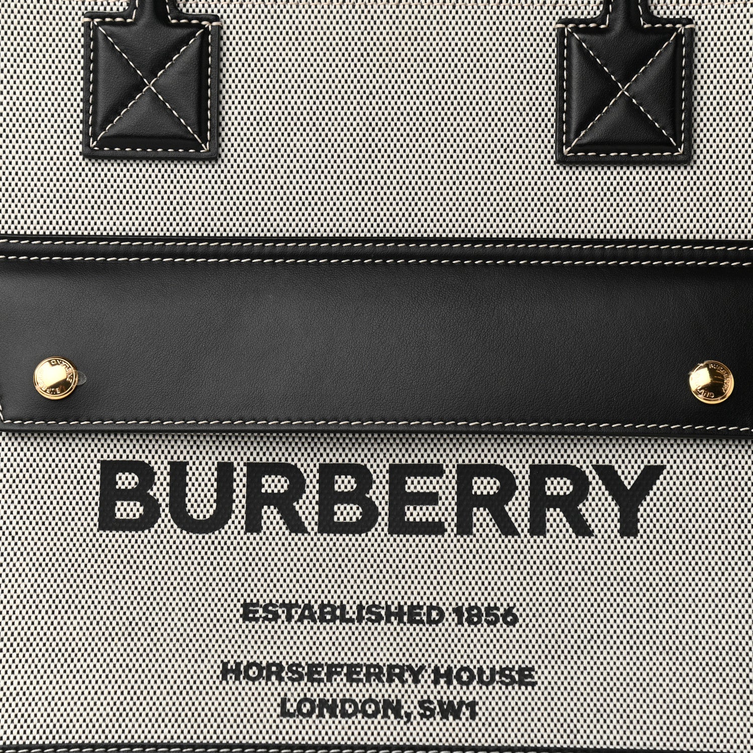Burberry Canvas Smooth Calfskin Medium Two Tone Freya Tote Black 7 of 10