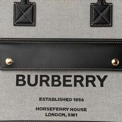 Burberry Canvas Smooth Calfskin Medium Two Tone Freya Tote Black 7 of 10