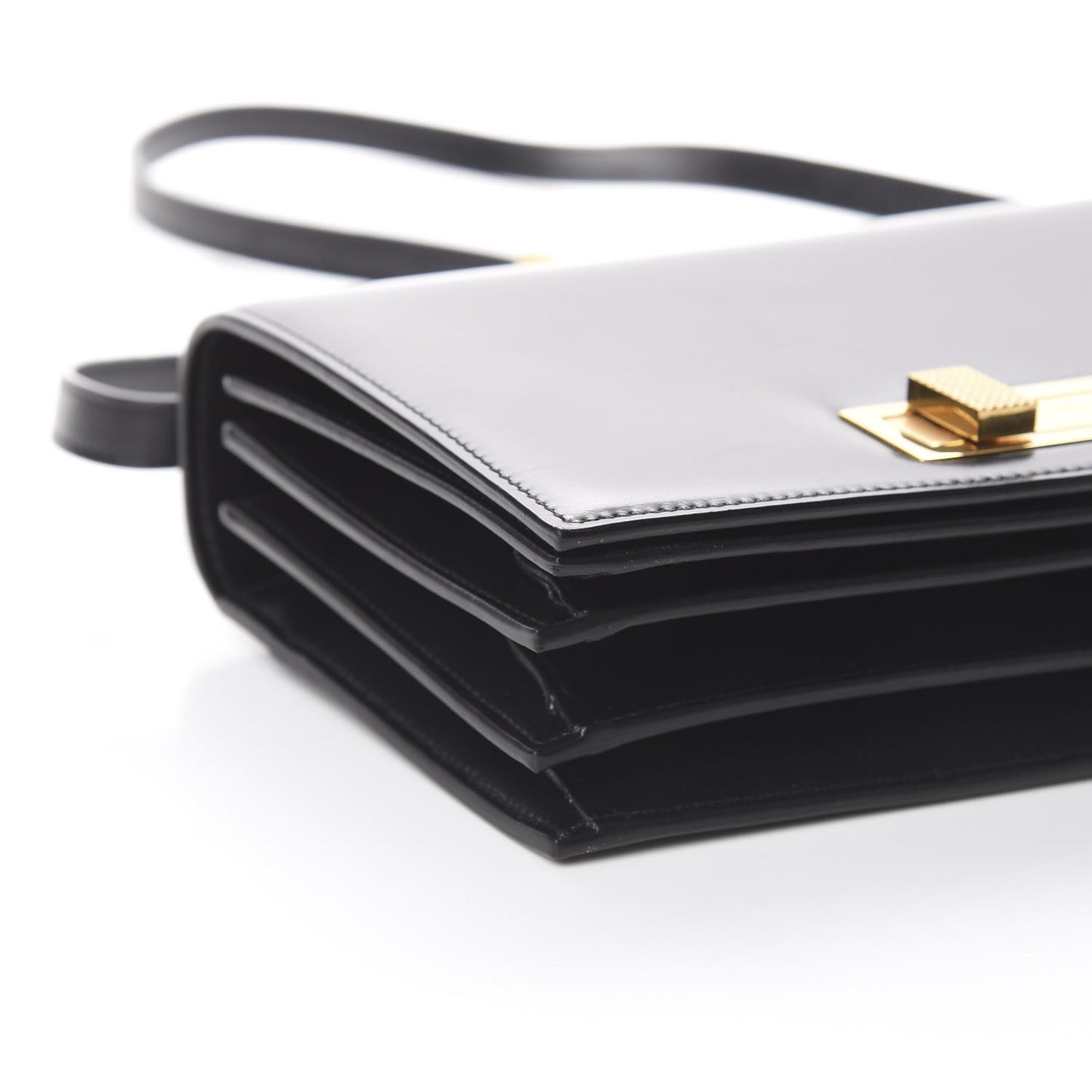 Smooth Calfskin Medium Domino Shoulder Bag Black