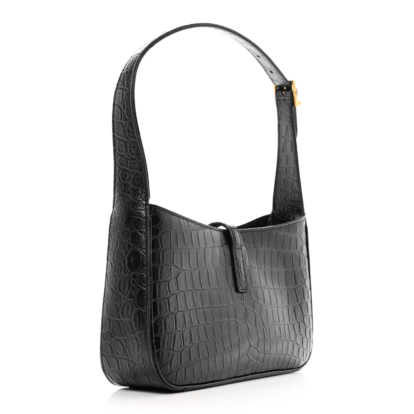 Calfskin Crocodile Embossed LE 5 A 7 Hobo Black