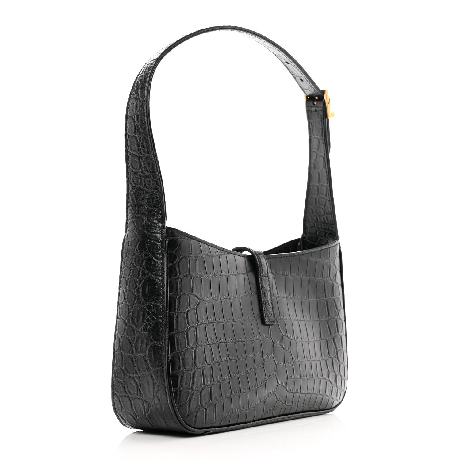 Saint Laurent Calfskin Crocodile Embossed LE 5 A 7 Hobo Black 3 of 9