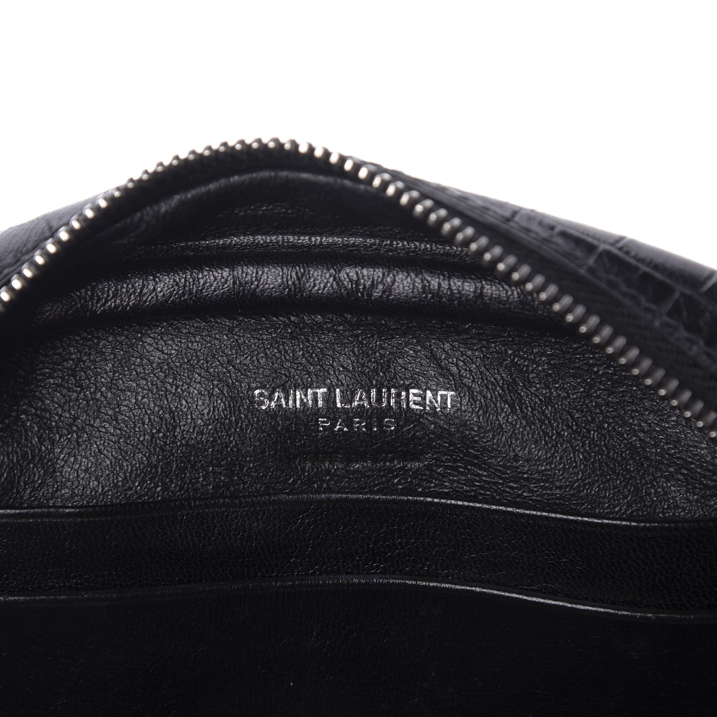Calfskin Crocodile Embossed Monogram Blogger Bag Black