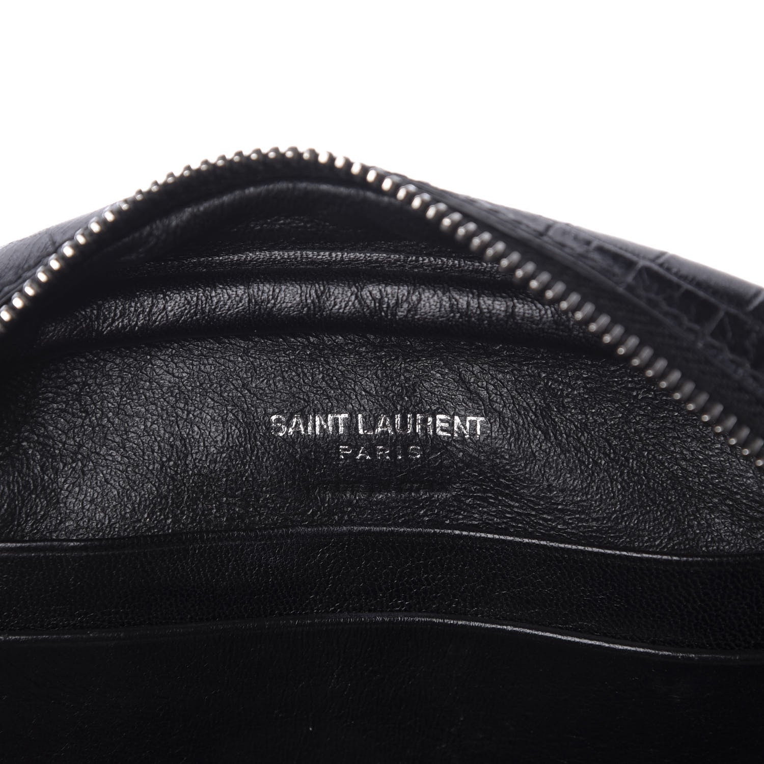 Saint Laurent Calfskin Crocodile Embossed Monogram Blogger Bag Black 8 of 9