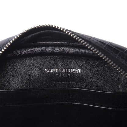 Saint Laurent Calfskin Crocodile Embossed Monogram Blogger Bag Black 8 of 9