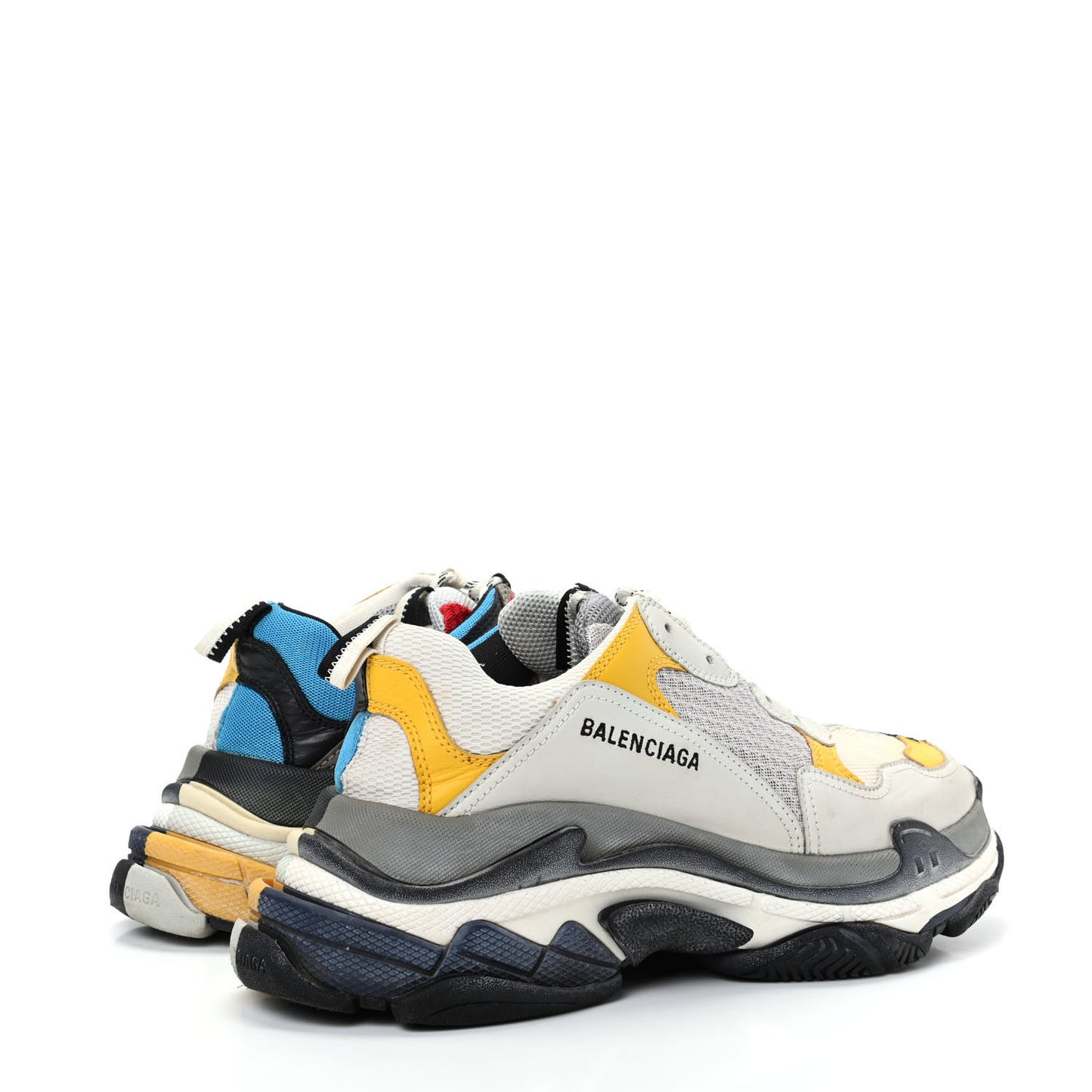 Fabric Mesh Half & Half Colorways Mens Triple S Sneakers 43 Grey Blue Rouge Jaune Black