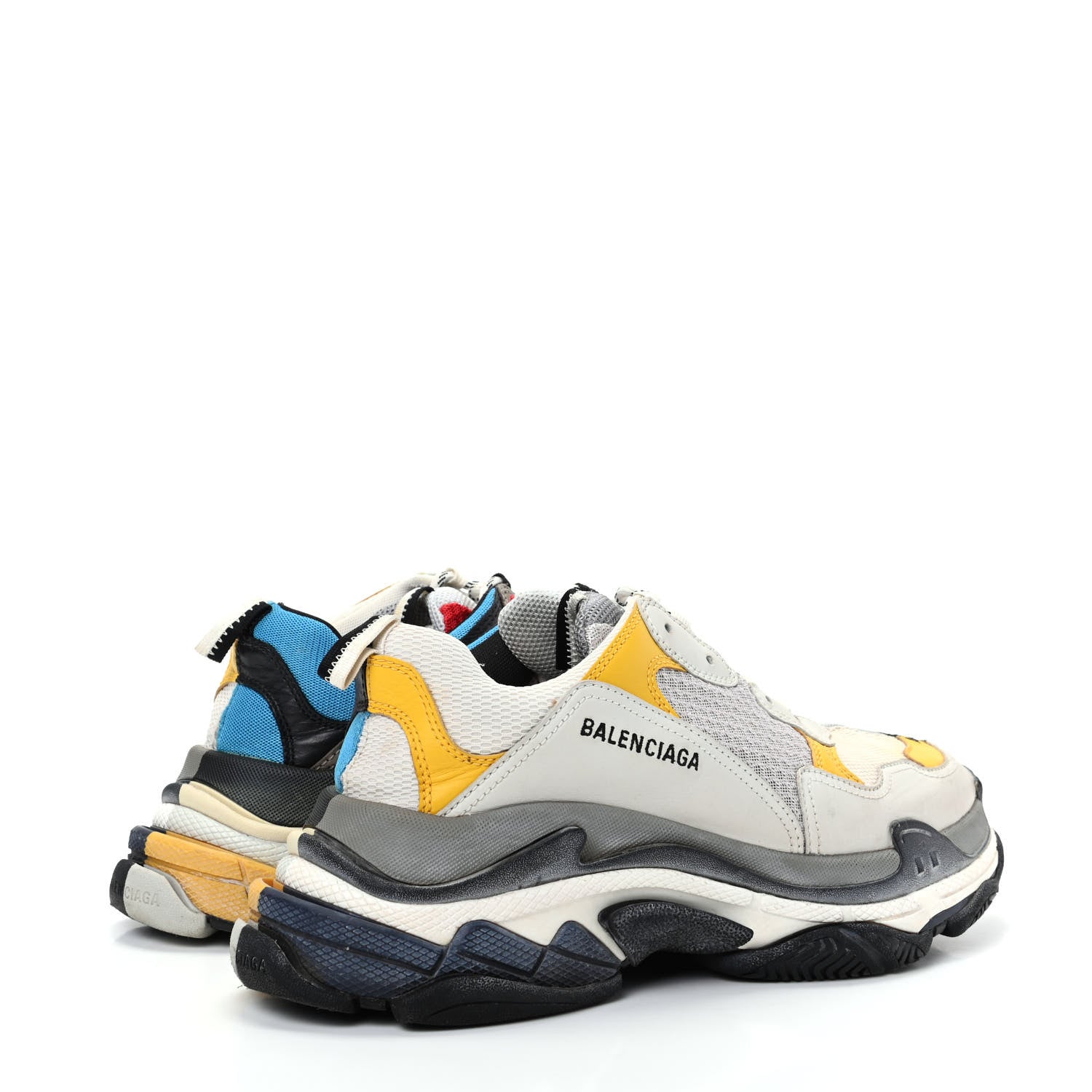 Balenciaga Fabric Mesh Half & Half Colorways Mens Triple S Sneakers 43 Grey Blue Rouge Jaune Black 4 of 10