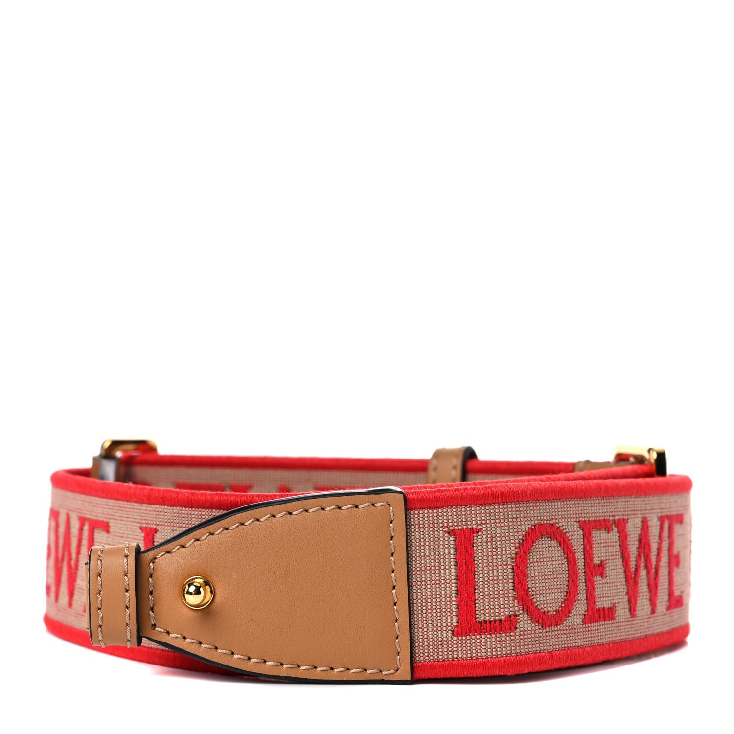 Loewe Calfskin Jacquard Anagram Strap Natural Red 1 of 5