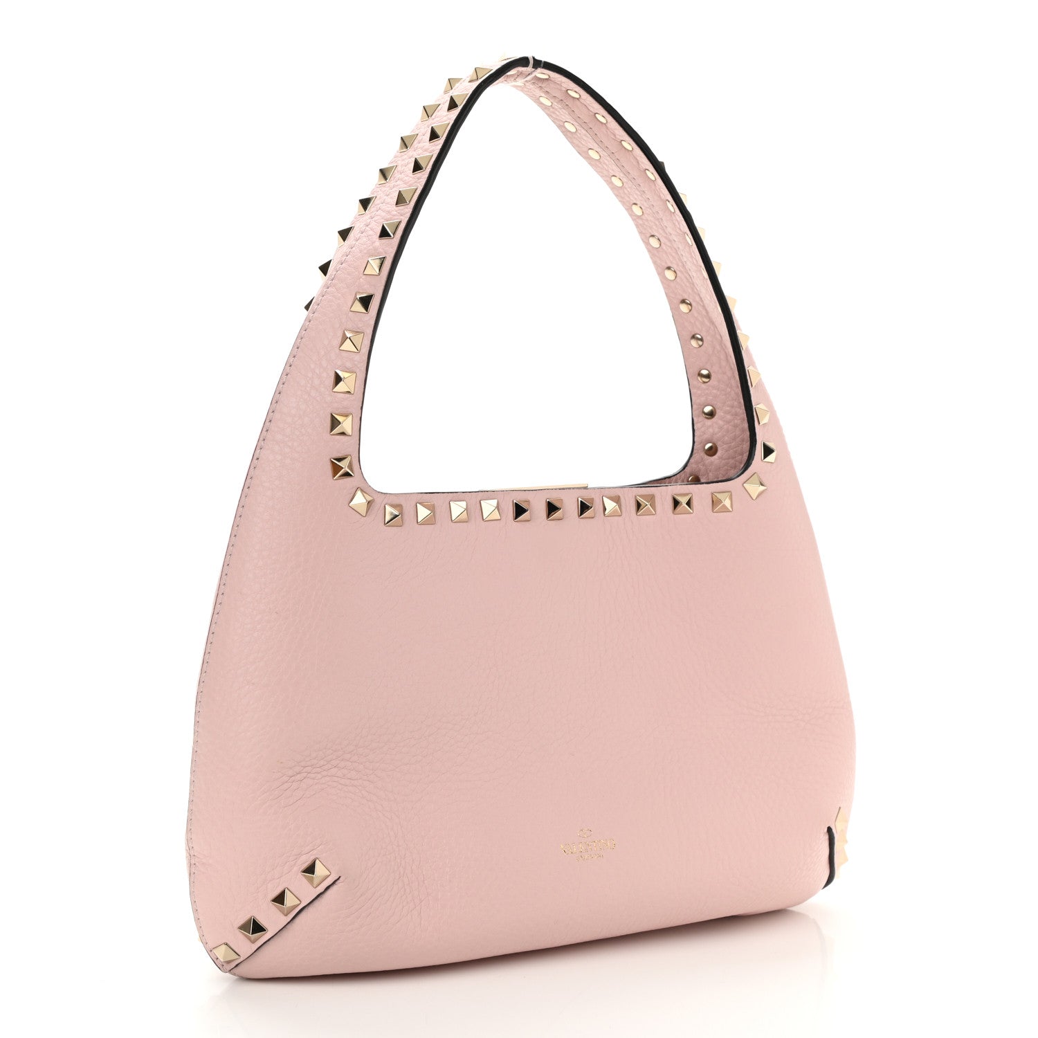 Valentino Garavani Pebbled Calfskin Small Rockstud Flip Lock Hobo Light Pink 3 of 7