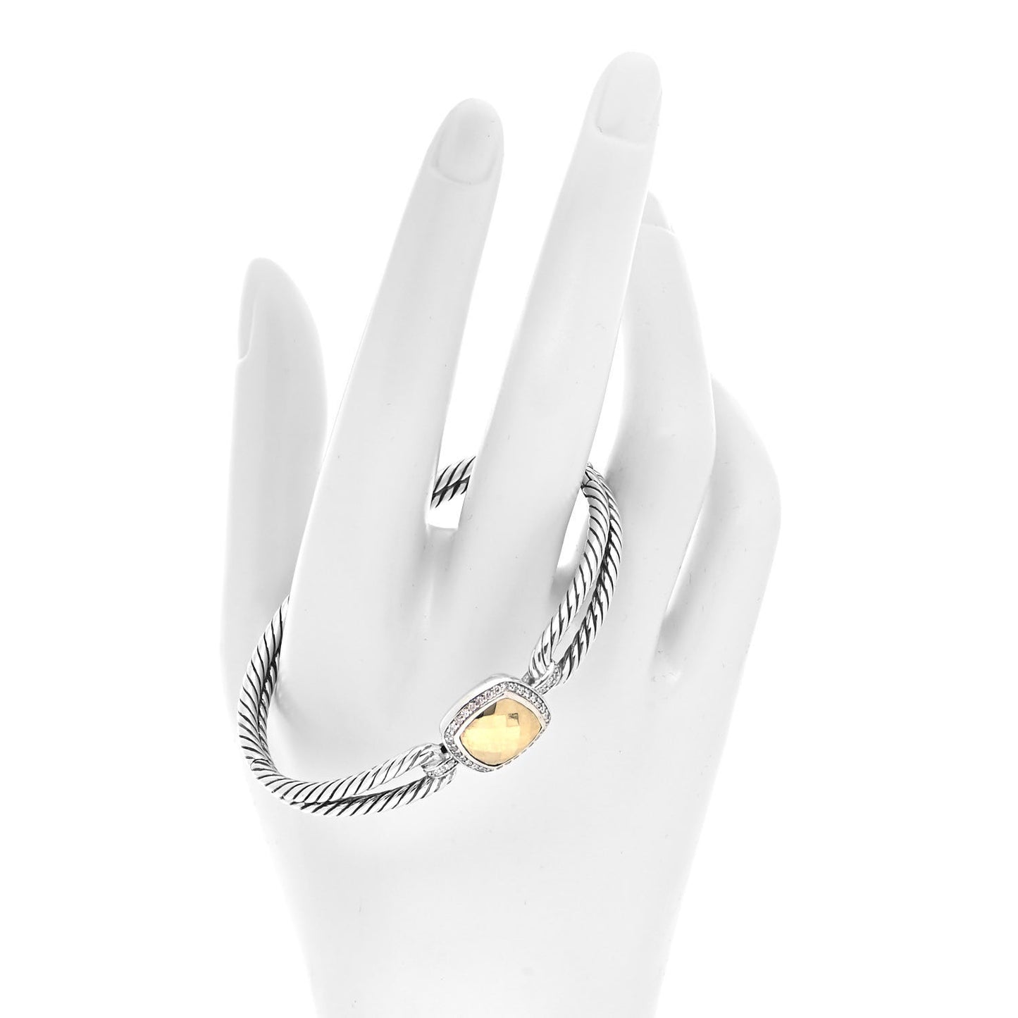 Sterling Silver 18K Yellow Gold Diamond Albion Cable Bracelet