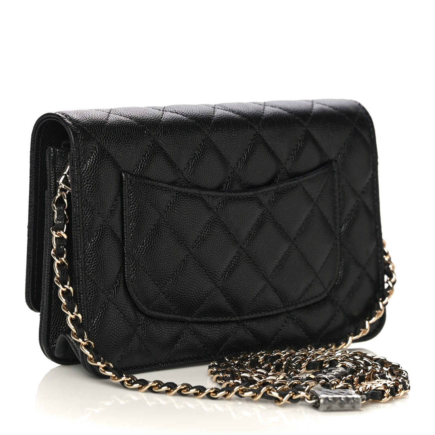 Caviar Quilted Wallet With Charms On Chain WOC Black