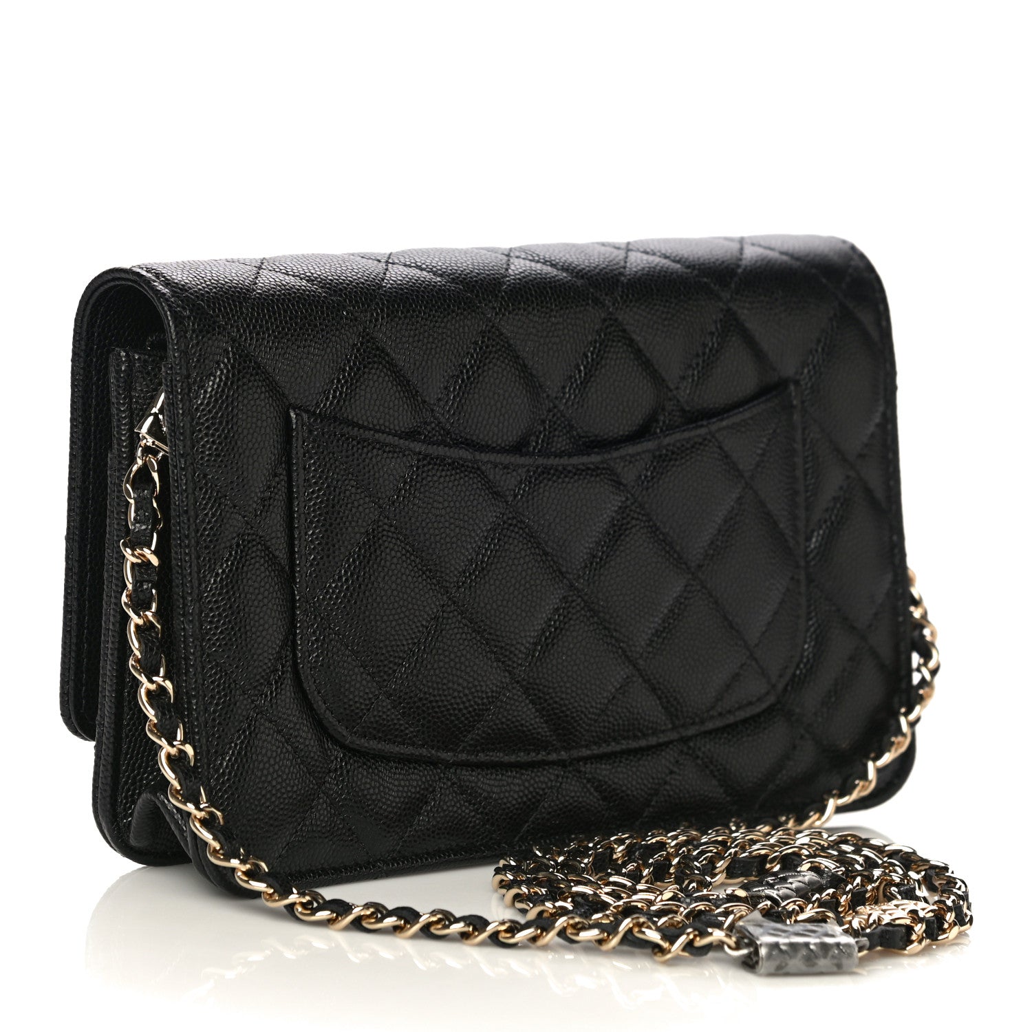 Chanel Caviar Quilted Wallet With Charms On Chain WOC Black 3 of 15