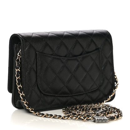 Chanel Caviar Quilted Wallet With Charms On Chain WOC Black 3 of 15