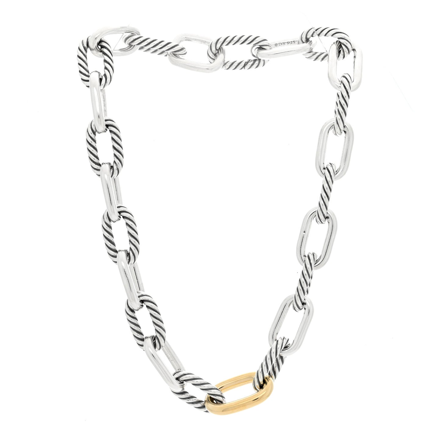 Sterling Silver 18K Yellow Gold 13.5mm Madison Link Necklace