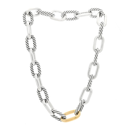 David Yurman Sterling Silver 18K Yellow Gold 13.5mm Madison Link Necklace 3 of 4