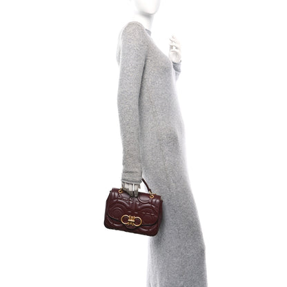 Salvatore Ferragamo Calfskin Quilted Gancini Small Top Handle Flap Bag Burgundy 2 of 11
