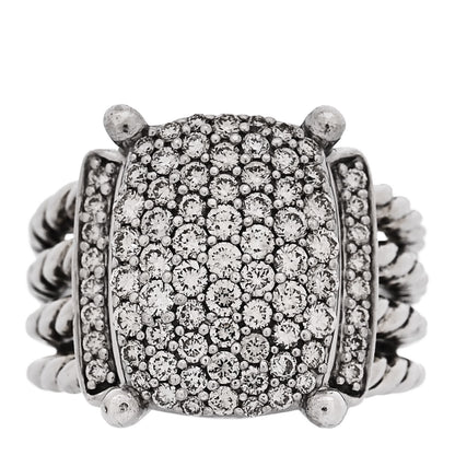 David Yurman Sterling Silver Diamond 16mm Wheaton Ring 54 7 1 of 6