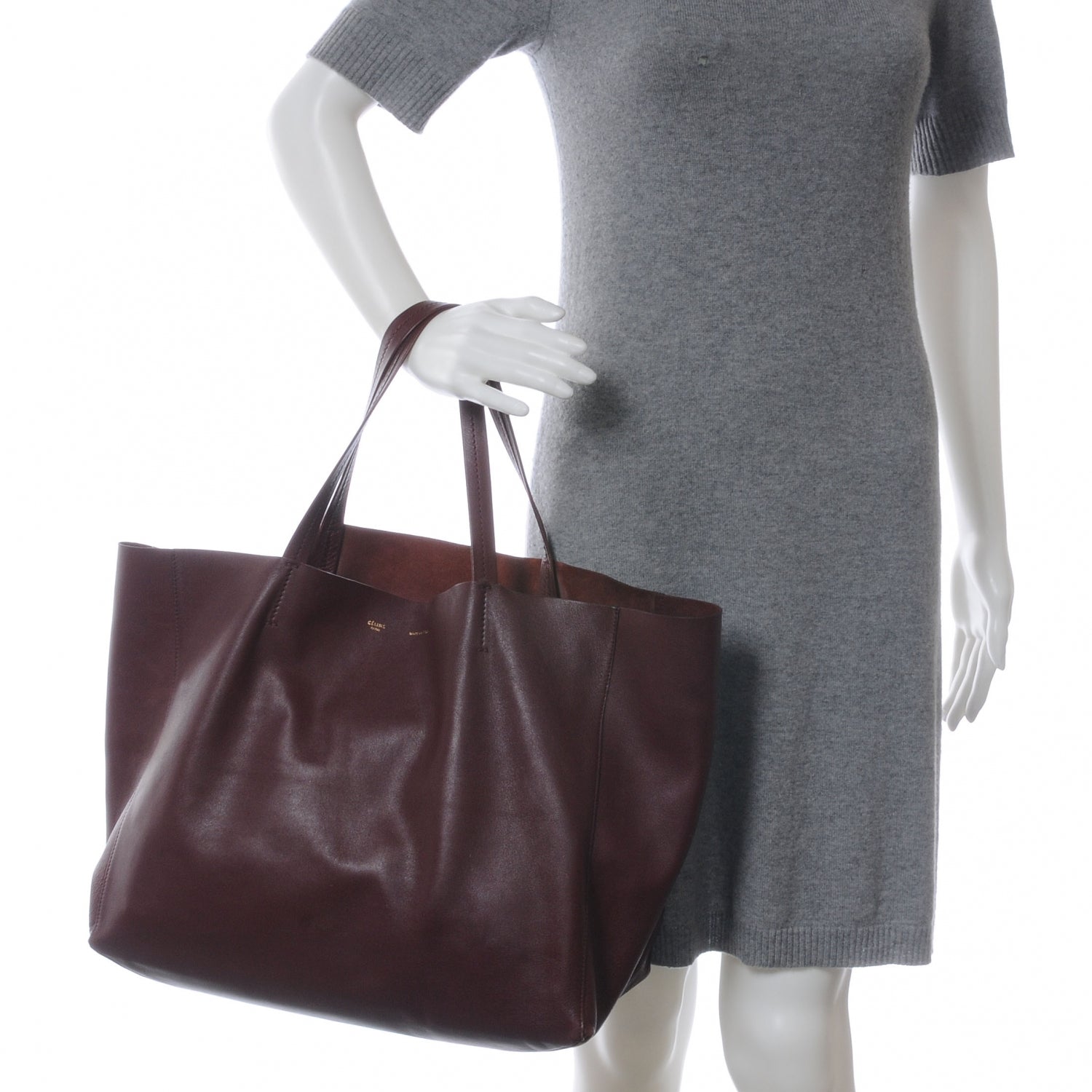 Celine Leather Cabas Horizontal Tote Burgundy 2 of 7