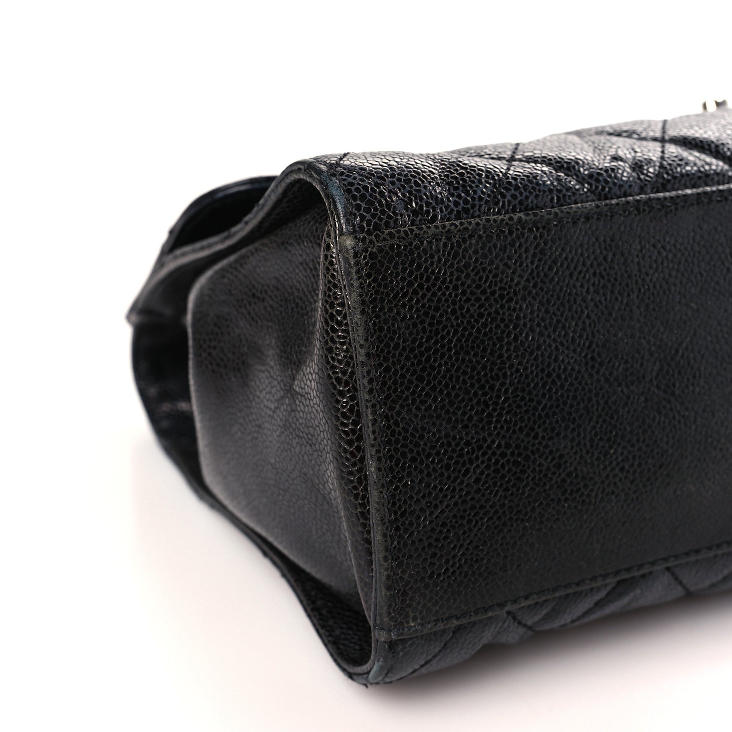 Crumpled Grained Calfskin Jumbo CC Crave Flap Black