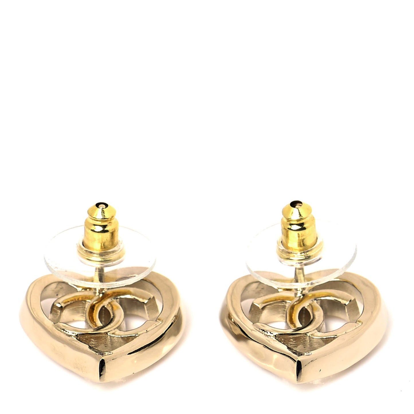 Metal CC Heart Coco In Love Earrings Gold