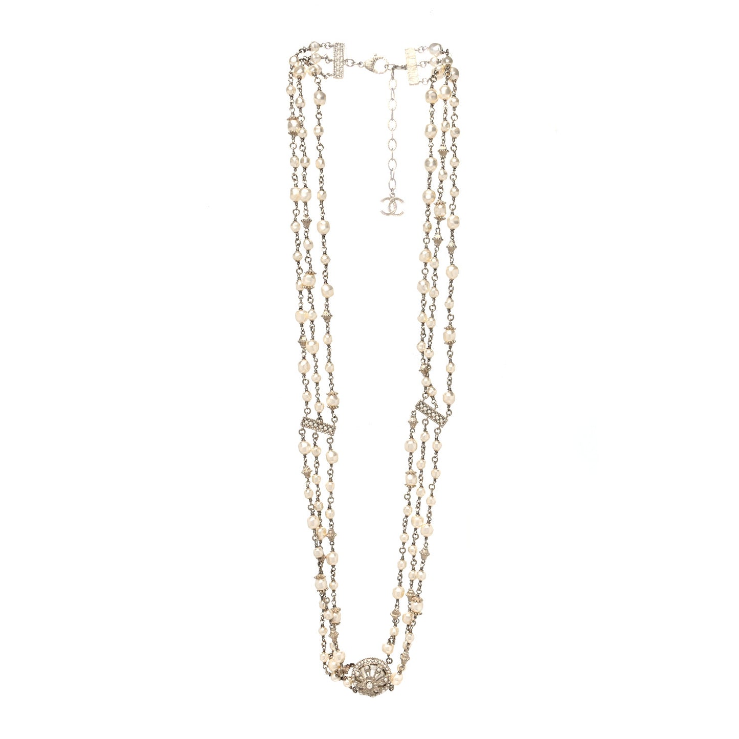 Pearl Multi Strand Long Necklace Gold