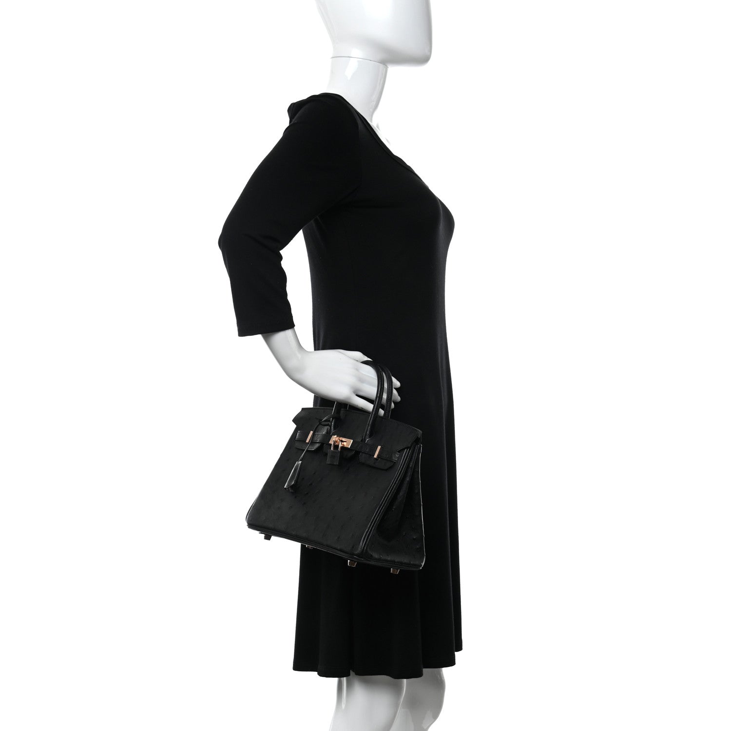 Hermes Ostrich Birkin 25 Black 2 of 11