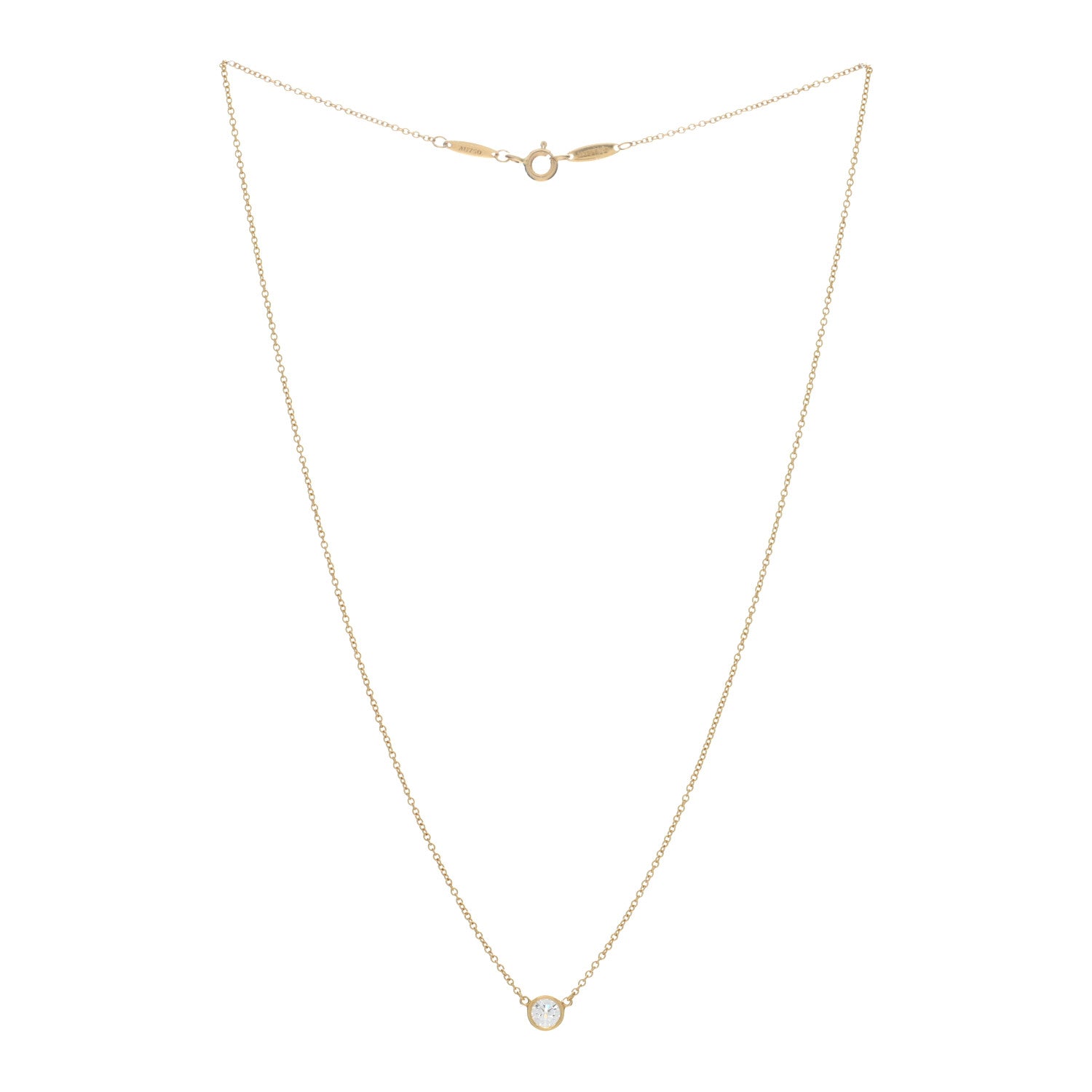 Tiffany 18K Yellow Gold Diamond .40ct Elsa Peretti Diamonds by the Yard Pendant Necklace 2 of 4