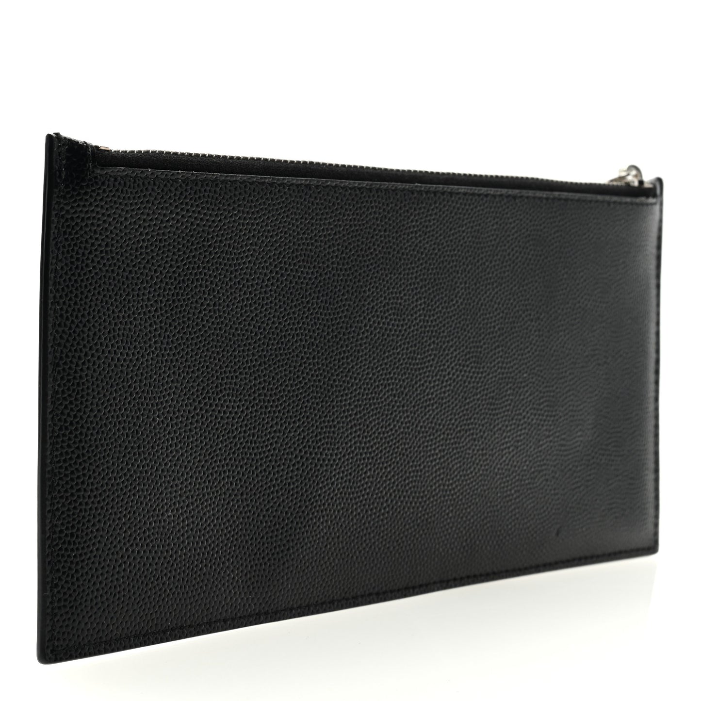 Grained Calfskin Zip Pouch Tech Card Holder Black