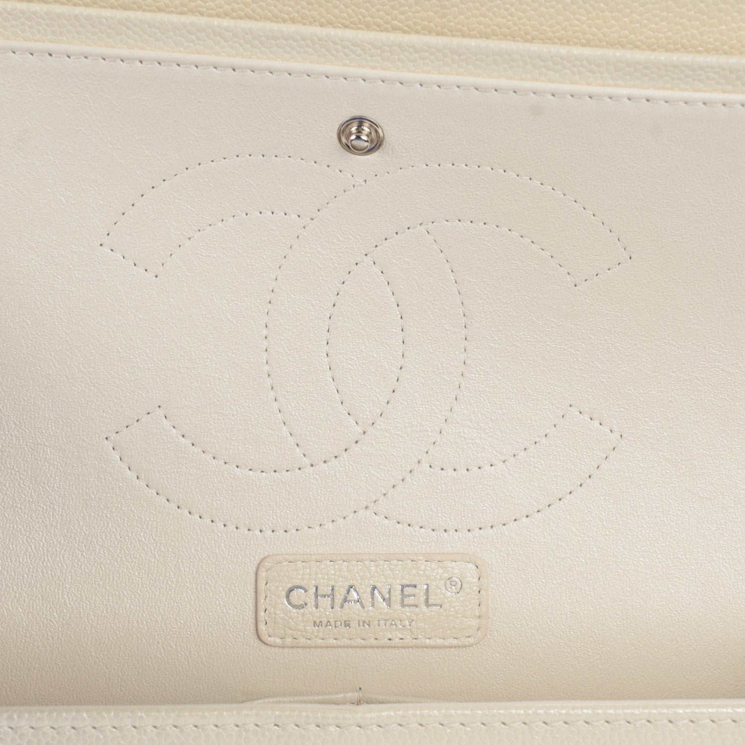 Chanel Pearly Caviar Quilted Jumbo Double Flap Dark White 7 of 11