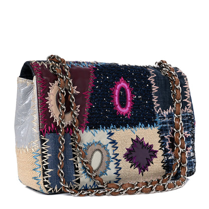 Chanel Denim Tweed Patchwork Jumbo Single Flap Multicolor 3 of 11