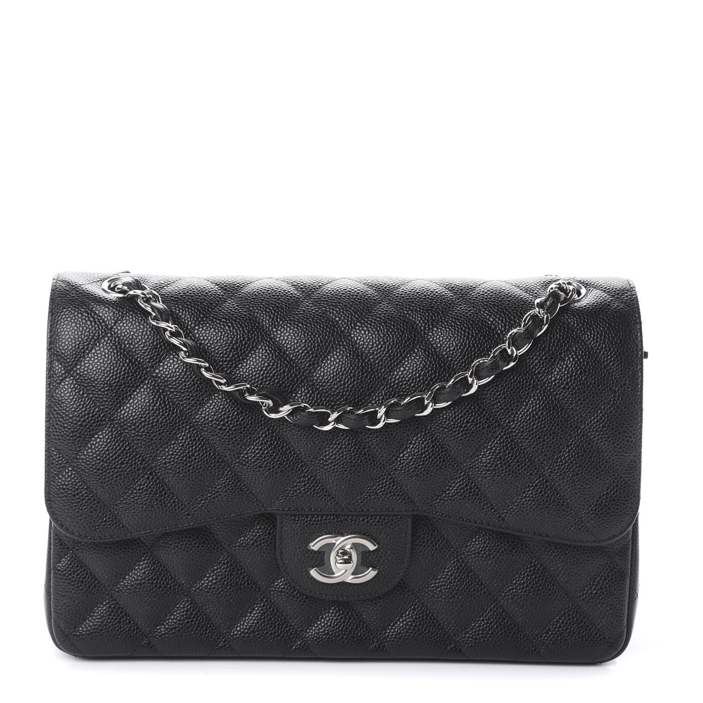 Caviar Quilted Jumbo Double Flap Black