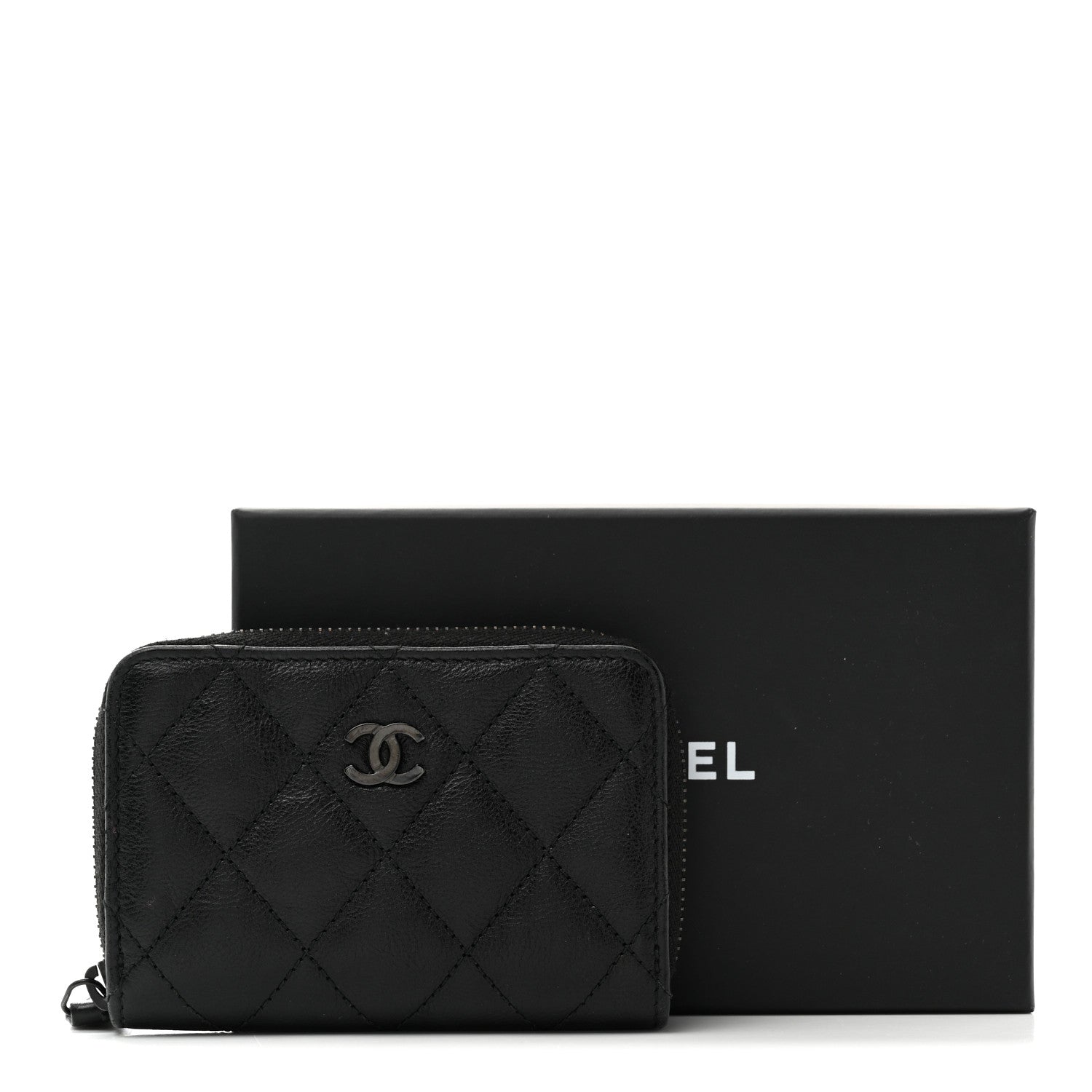 Chanel Calfskin Quilted Zip Coin Purse So Black 8 of 8