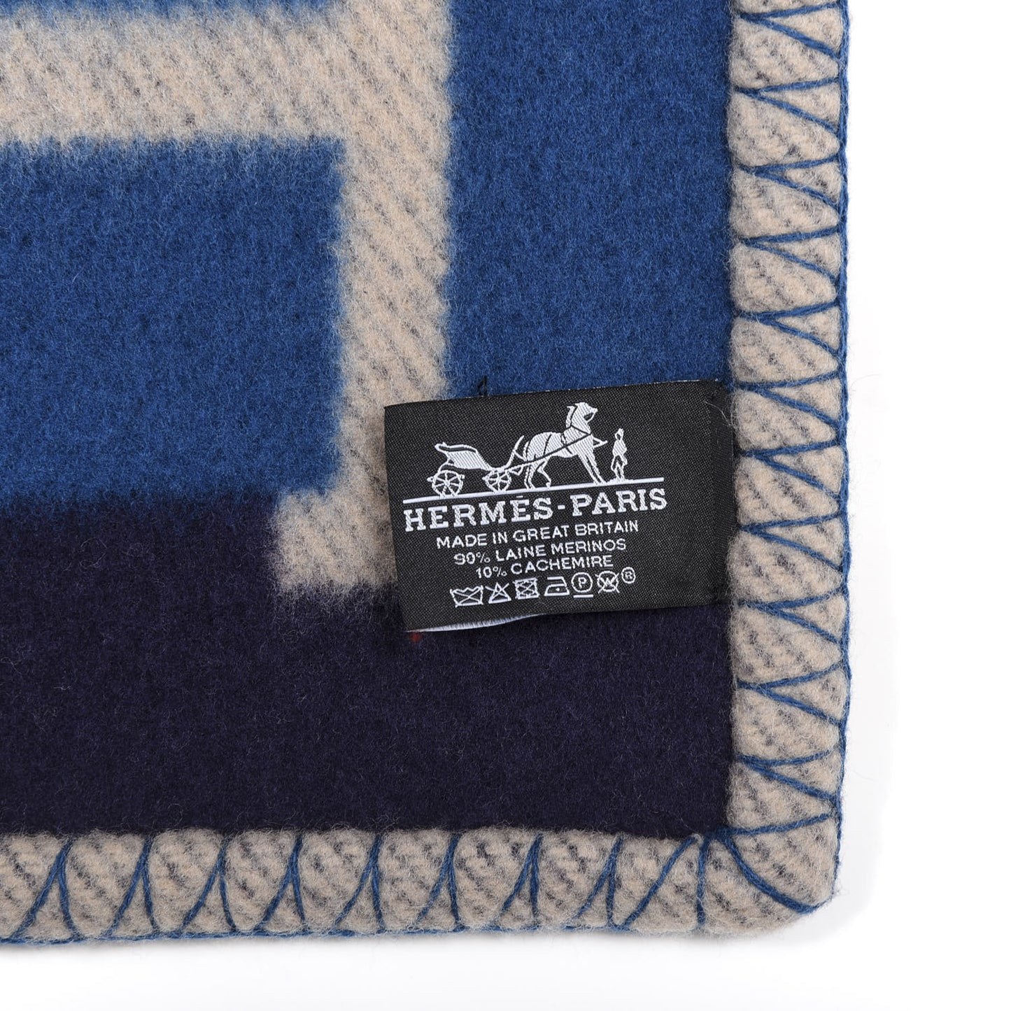 Wool Cashmere Avalon Bayadere Throw Blanket Marine