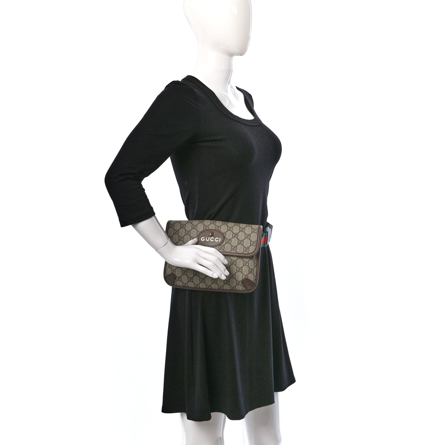 GG Supreme Monogram Neo Vintage Web Belt Bag Brown