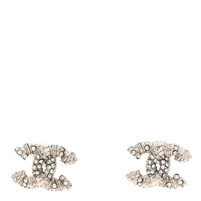 Chanel Metal Crystal Mini Twist CC Earrings Silver 1 of 4