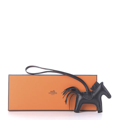 Hermes Milo Lambskin Grigri Rodeo Horse Bag Charm PM So Black 6 of 6