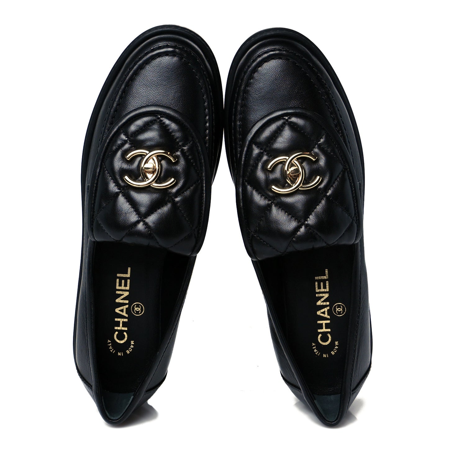 Lambskin Quilted CC Turnlock Loafers 39.5 Black