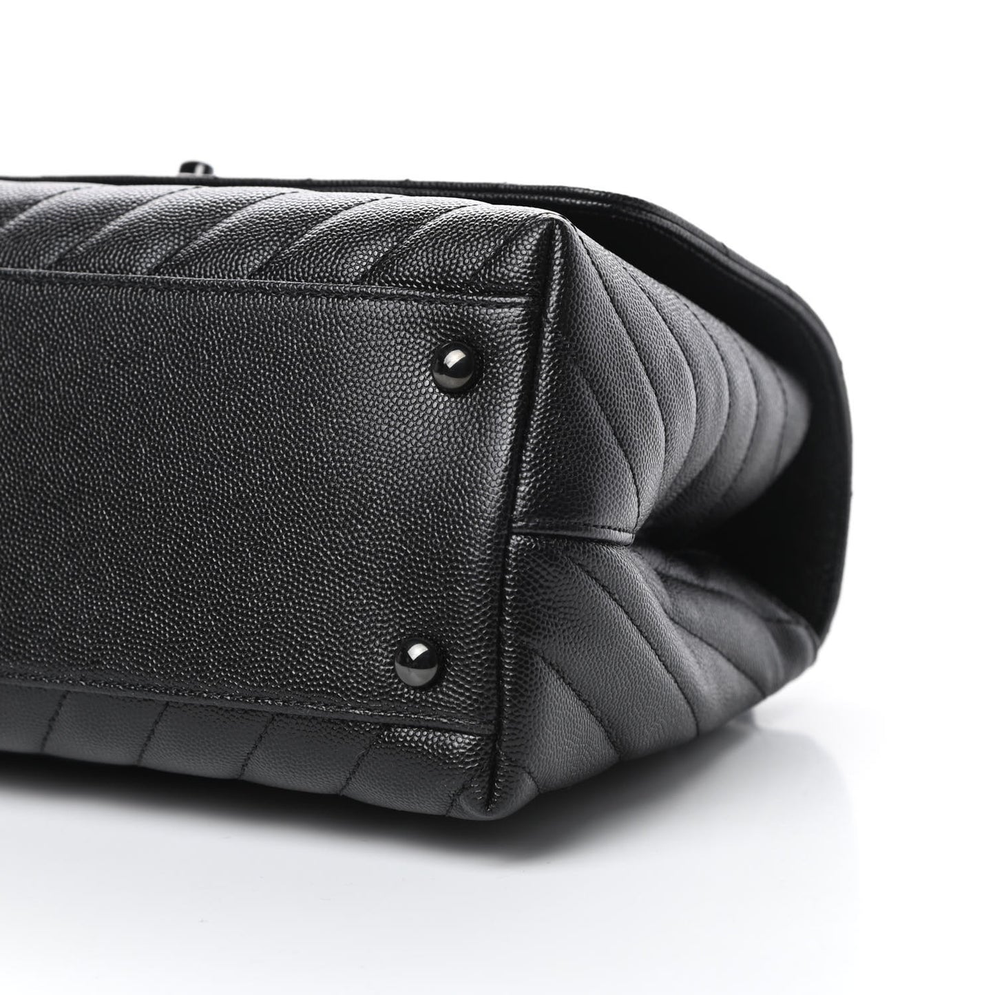 Caviar Chevron Quilted Small Coco Handle Flap So Black